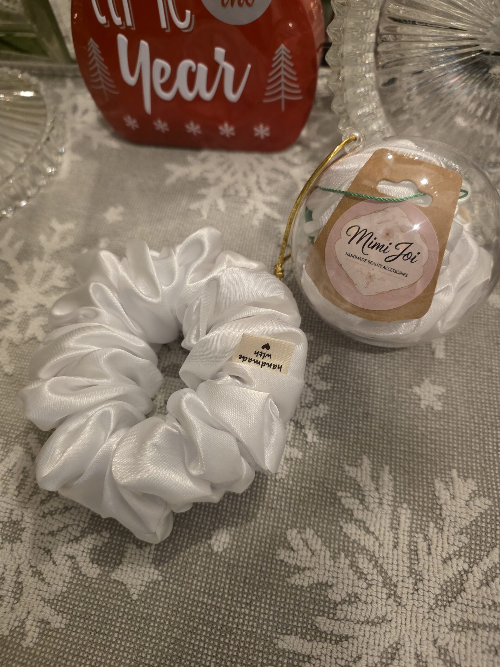 Luxury White Satin Scrunchie - Image 2