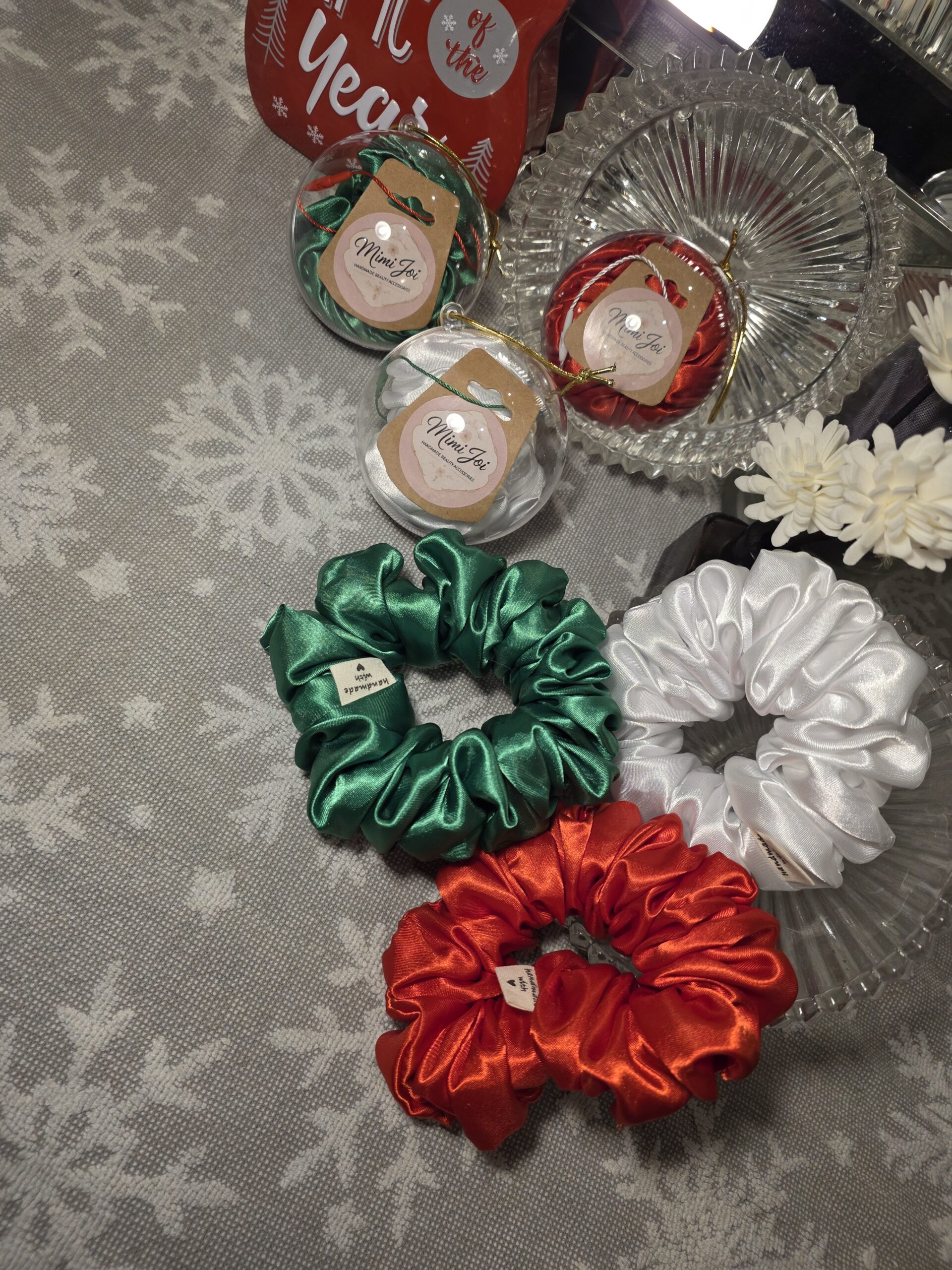 Luxury White Satin Scrunchie - Image 3