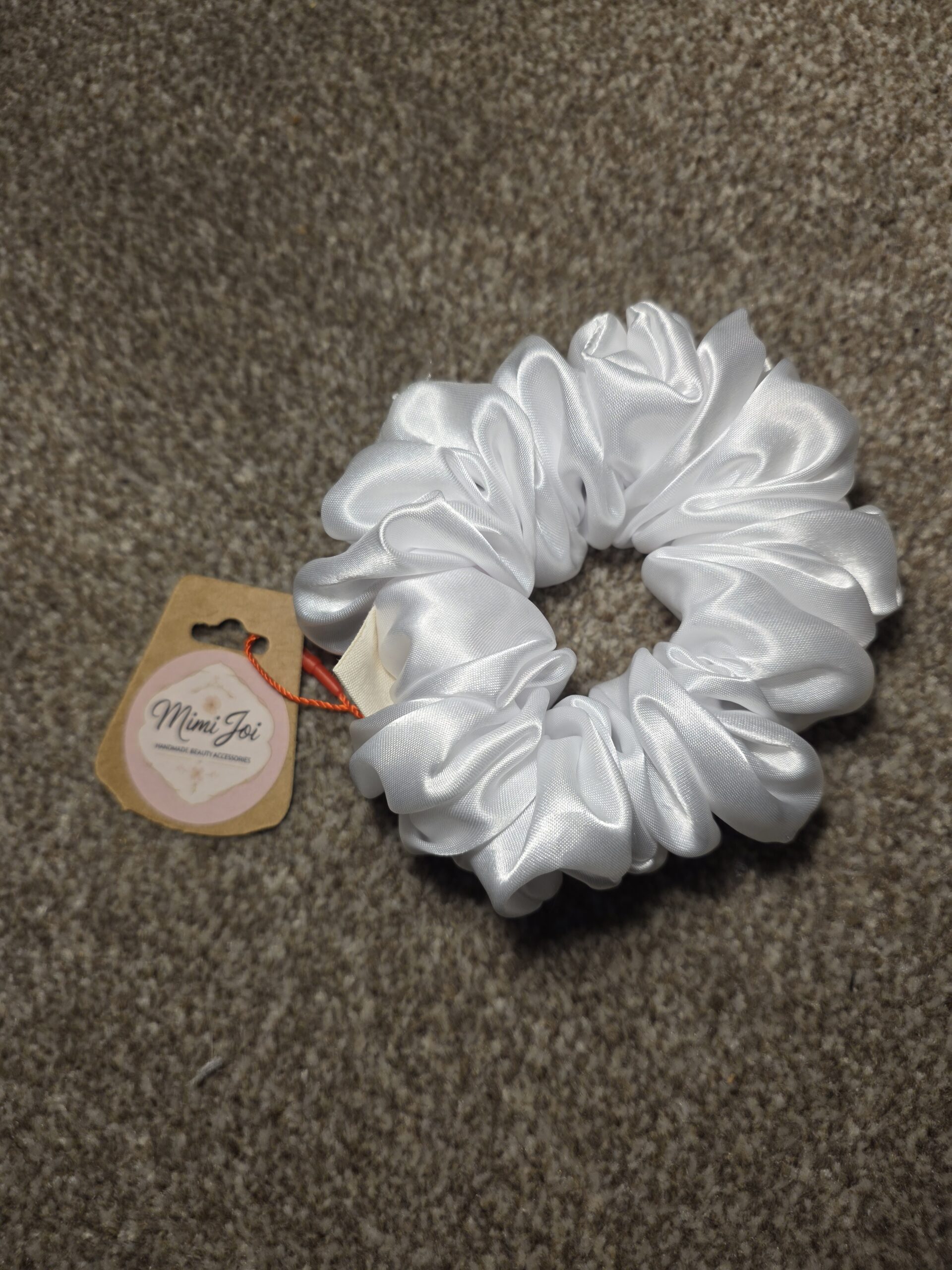 Luxury White Satin Scrunchie - Image 4