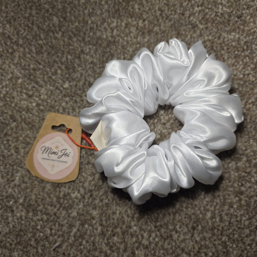 Luxury White Satin Scrunchie